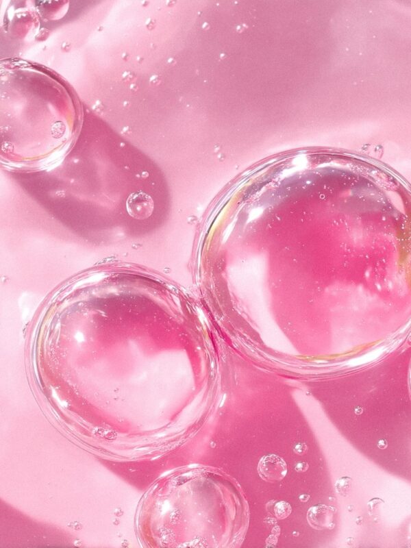 Pink oil bubbles