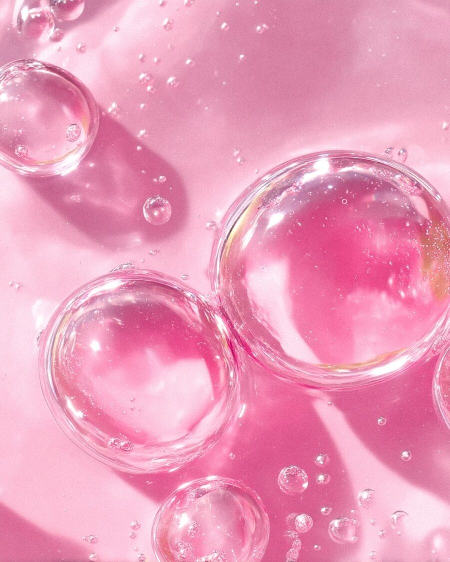 Pink oil bubbles