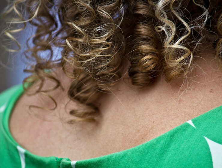 Different types of curls on womans head