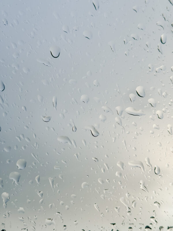 Water droplets on a glass.