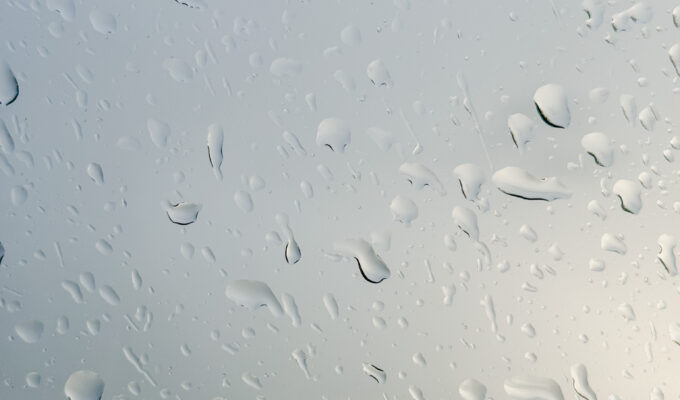 Water droplets on a glass.
