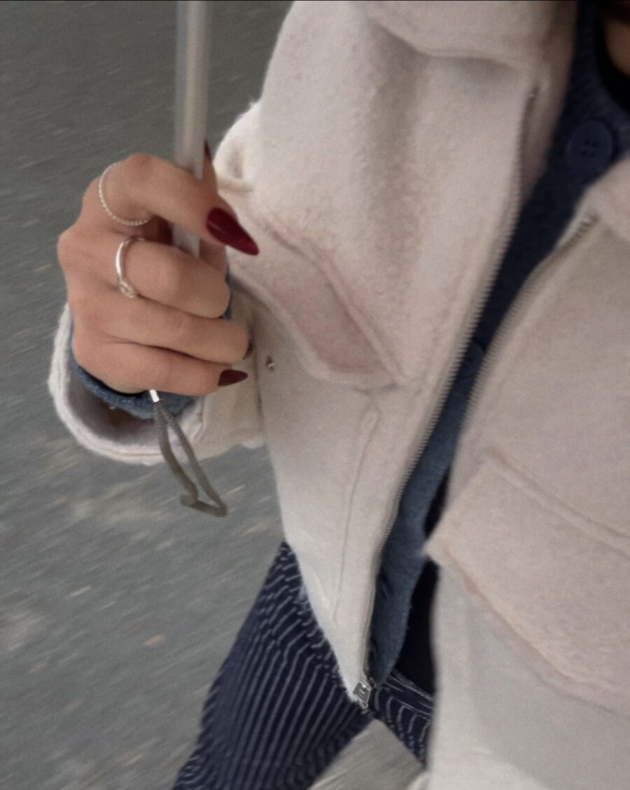 Woman walking with umbrella