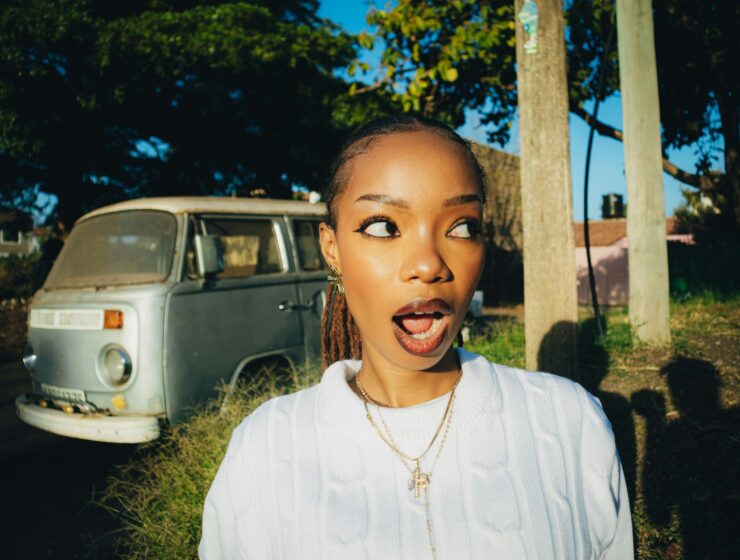 Woman with a shocked face.