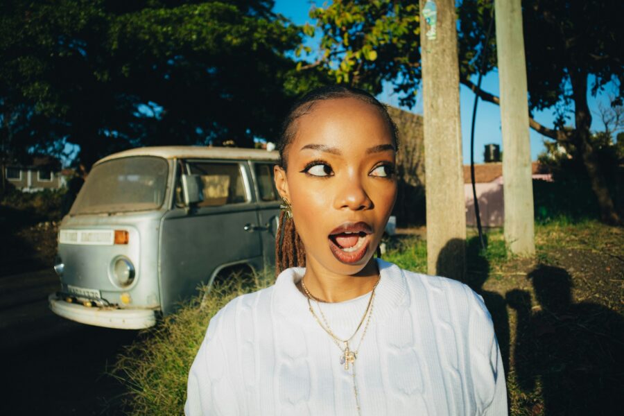 Woman with a shocked face.