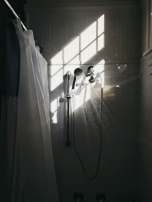 Shower with the water turned on.