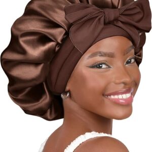 YANIBEST Double Layer Soft Satin Bonnet for Sleeping, Adjustable Hair Wrap