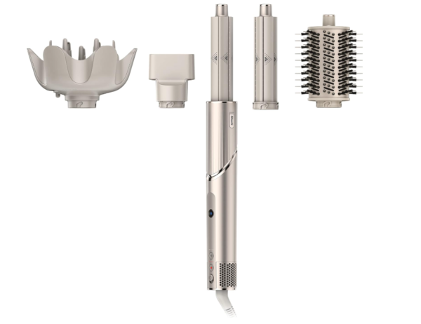 Shark FlexStyle Air Styling & Drying System, Powerful Hair Blow Dryer Multi-Styler Auto-Wrap Curlers, Curl-Defining Diffuser, Oval Brush & Concentrator Attachment, HD435C (Canadian Version), Stone
